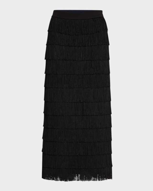 Emotional Essence II Fringe Tiered Midi Skirt